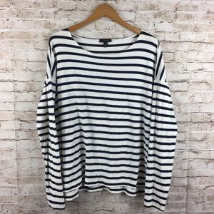 J Crew Blue White Stripe Lightweight Sweater Top